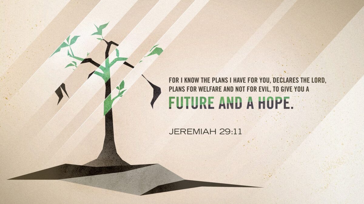 Jeremiah 29:11 For I know the plans I have for you, declares the Lord, plans for welfare and not for evil, to give you a future and a hope.